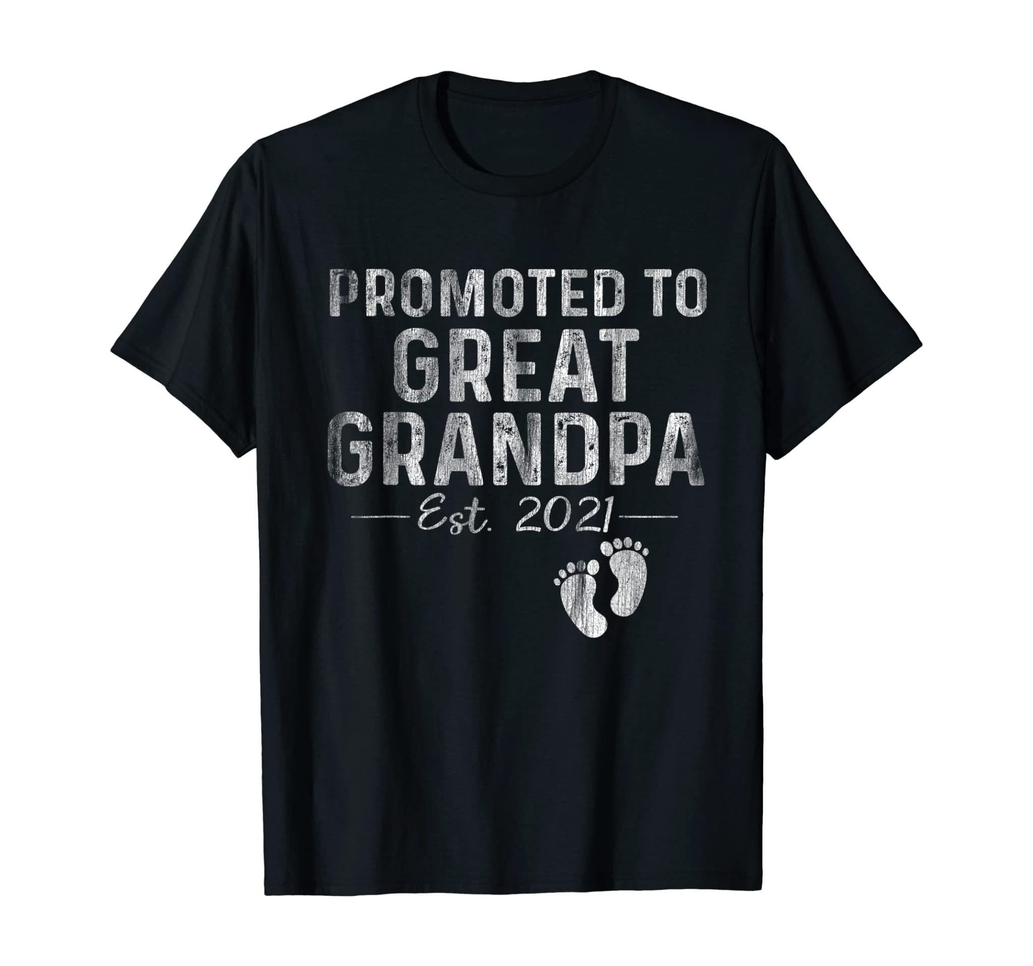 Mens Promoted To Great Grandpa Est 2021 Shirt Father’S Day Gifts T-Shirt