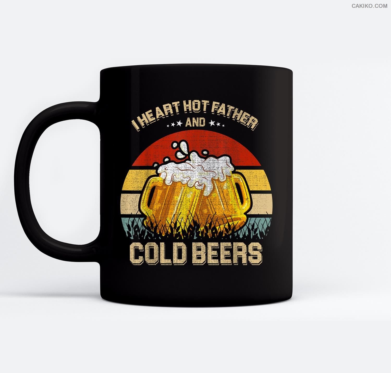 I Heard Hot Father And Cold Beer Retro Vintage Ceramic Coffee Black Mugs