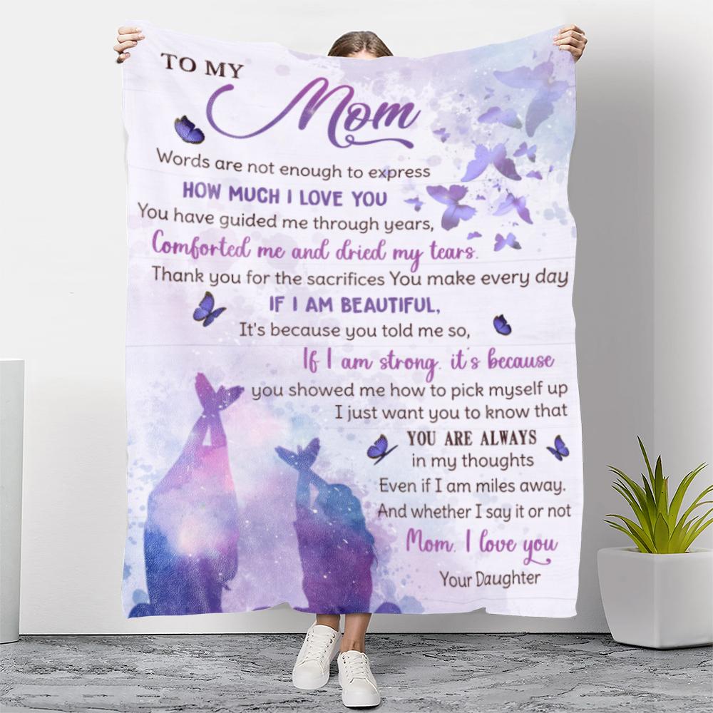 To My Mom You Are Always In My Thoughts Blanket Gift For Mom From Daughter Birthday Gift Home Decor Bedding Couch Sofa Soft And Comfy Cozy