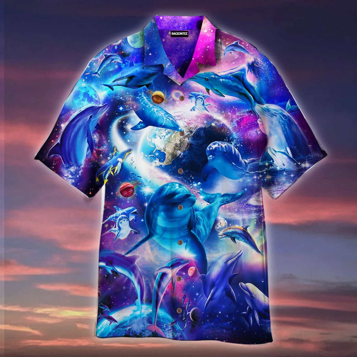 Dolphins Jump Into The Galaxy Hawaii Shirt Unisex Adult Ha88704