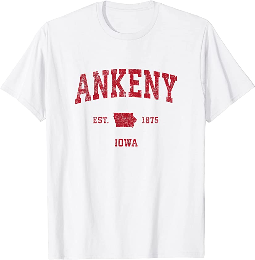 Ankeny Iowa IA Vintage Sports Design Red Print T-Shirt