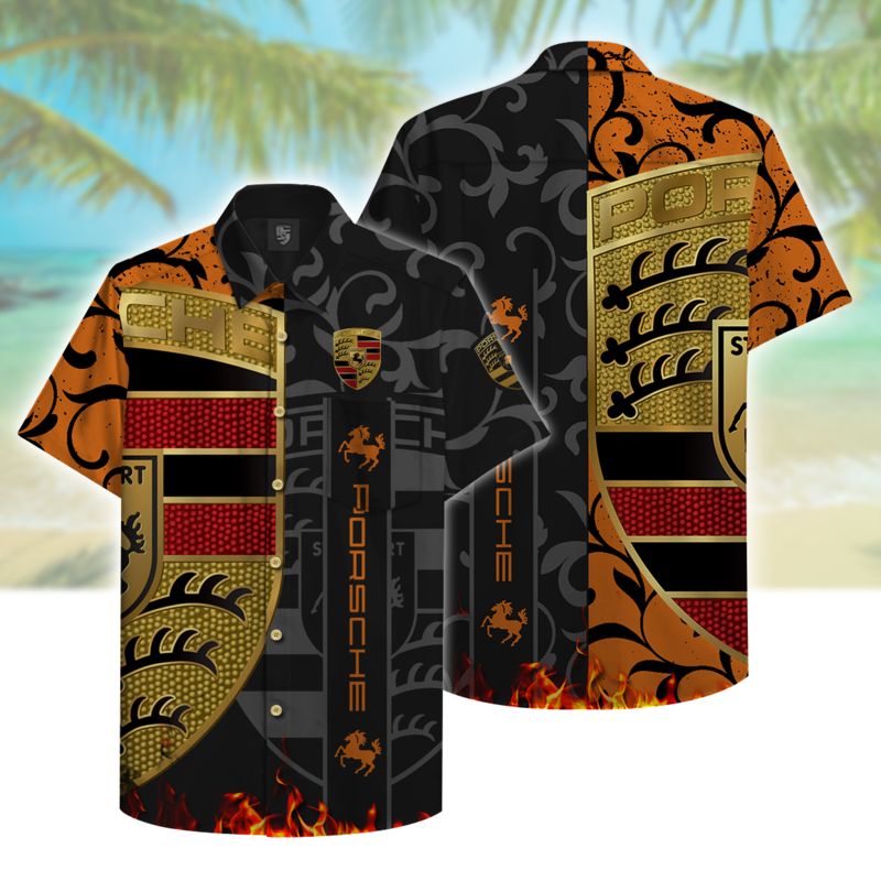 Porsche Hawaiian Shirt Tropical Pattern- Hawaii Shirt- Hao2