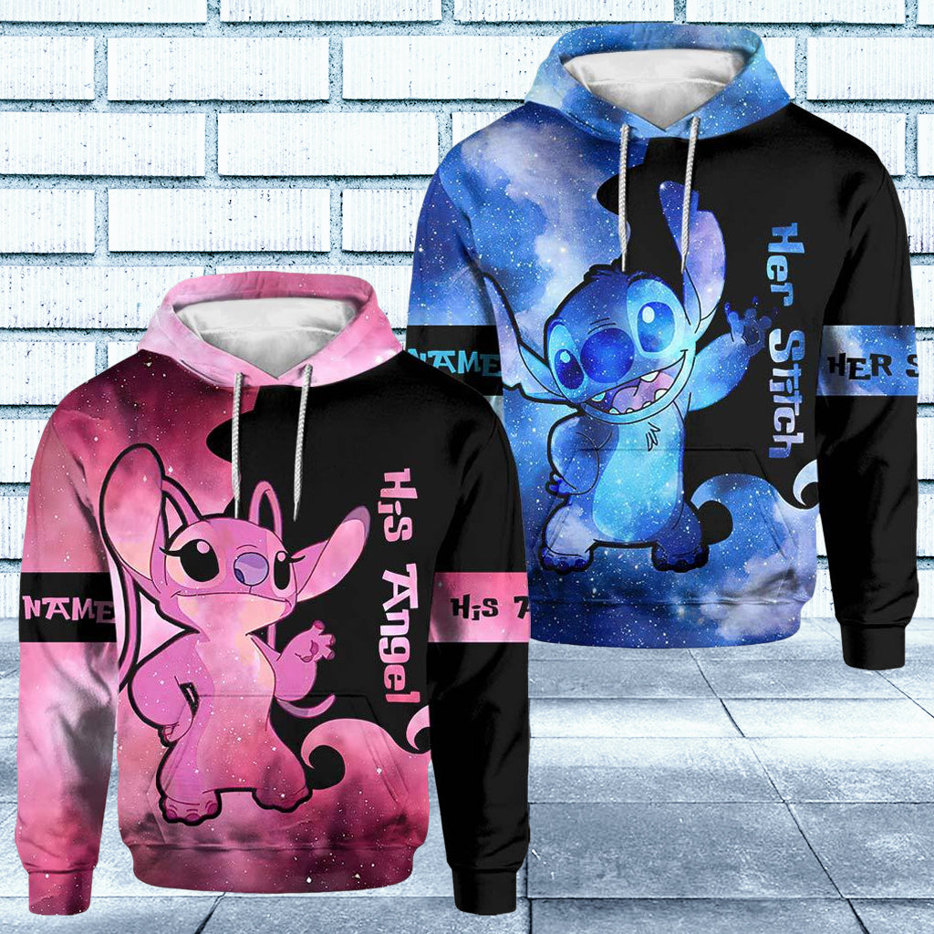 Personalized Stitch Lovely Couple Hoodie, Lilo & Stitch Couple Hoodie, Custom Unisex Couple Hoodie, Zip Hoodie