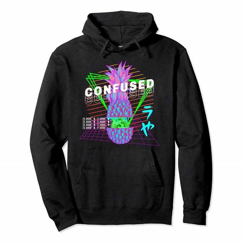 CONFUSED Aesthetic Pineapple Outrun Retrowave Streetwear Pullover Hoodie, T-Shirt, Sweatshirt, Tank Top, Racerback, Dolman