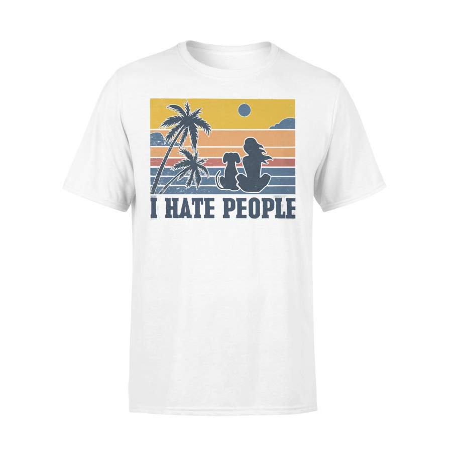 I Hate People Dog Beach Girl Vintage T-shirt