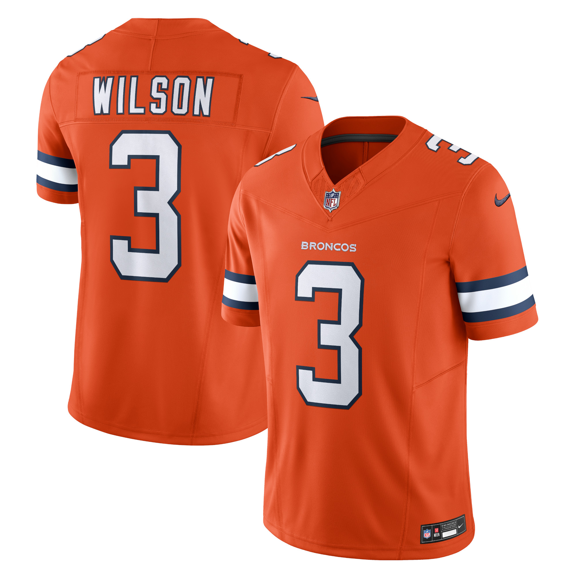 Men’s Denver Broncos Russell Wilson Orange Vapor F.U.S.E. Limited Jersey