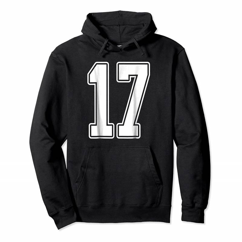 #17 White Outline Number 17 Sports Fan Jersey Style Pullover Hoodie, T-Shirt, Sweatshirt