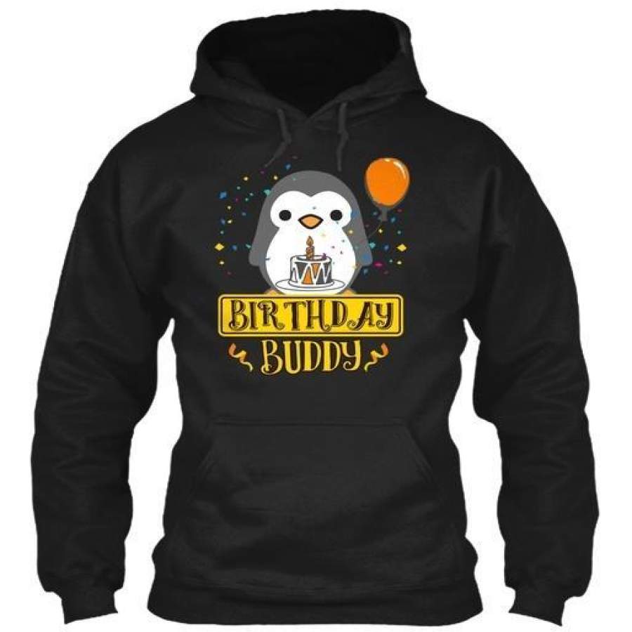 Birthday Buddy With Penguin T Gildan Hoodie Sweatshirt