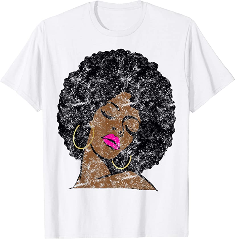 Vintage Black Girl Magic Gift Afro Diva Hot Pink Lips T-Shirt