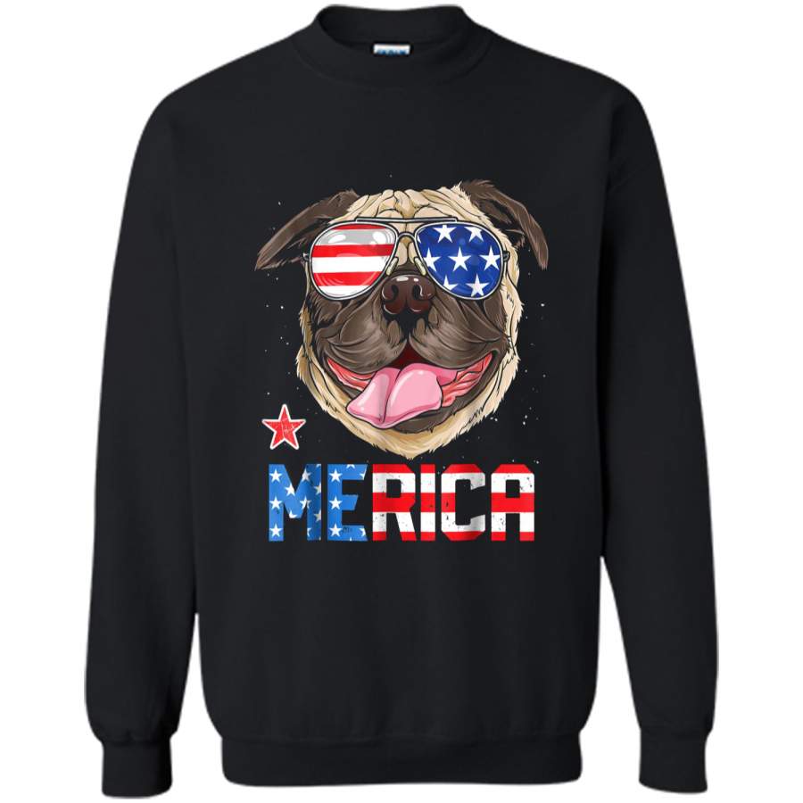 Pug Merica 4th of July Men Kids Boys Girls Dog Puppy Printed Crewneck Pullover Sweatshirt