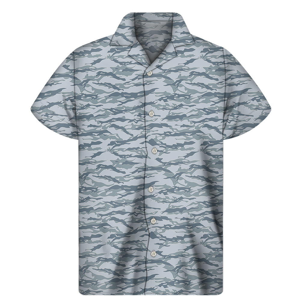 Winter Tiger Stripe Camo Pattern Print Men’S Short Sleeve Shirt