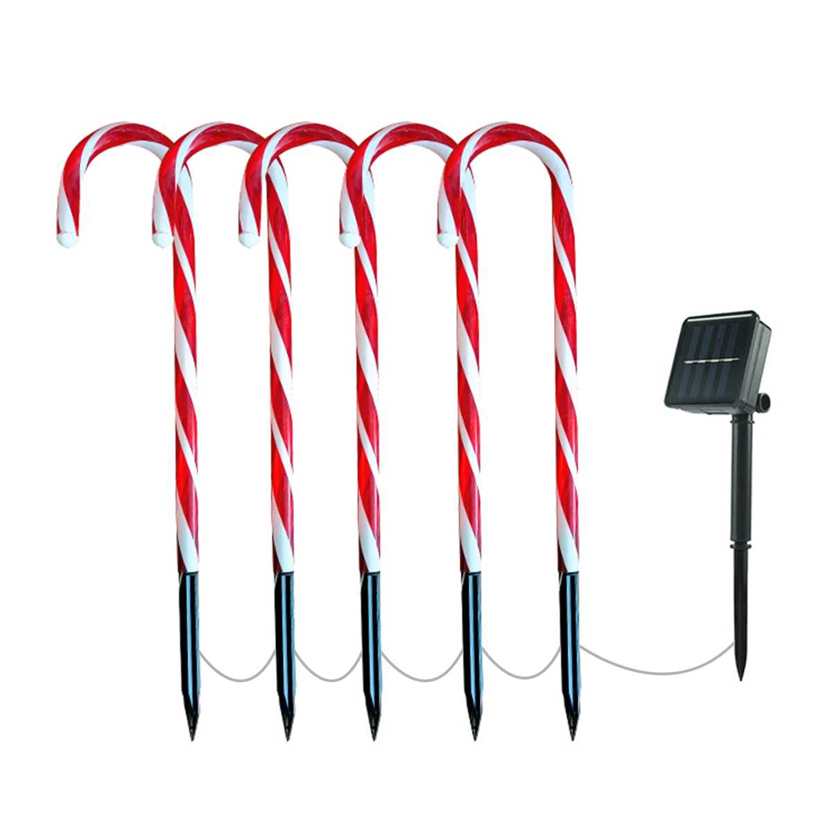 5PCS Christmas Candy Cane LED Solar Lights Waterproof Pathway Solar Lamp for Garden Christmas Decoration 2023 Path Lights alx