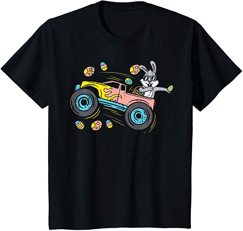 Kids Dabbing Easter Bunny On Monster Truck Dab Dance Boys Kids T-Shirt