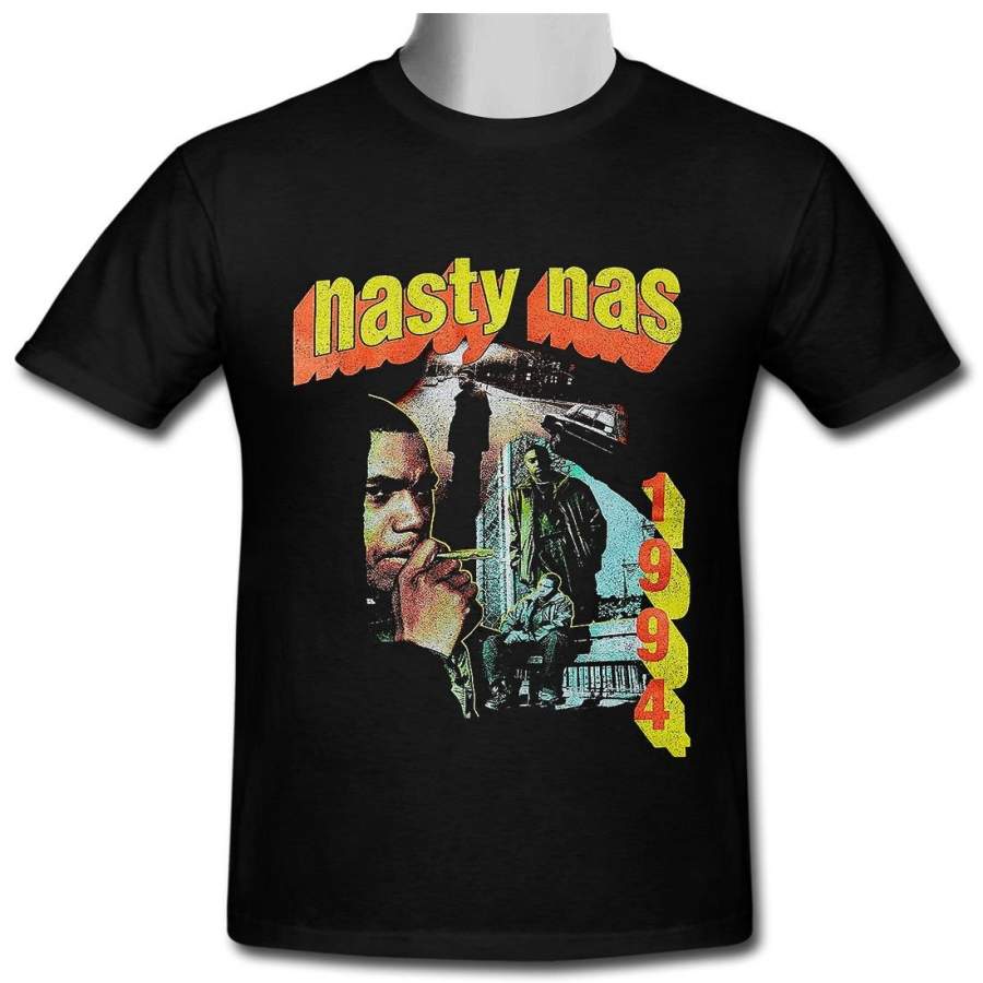 Nasty Nas Vintage Retro Hip Hop Black T-shirt Men’s Fashion Crew Neck Short Sleeves Cotton Tops Clothing