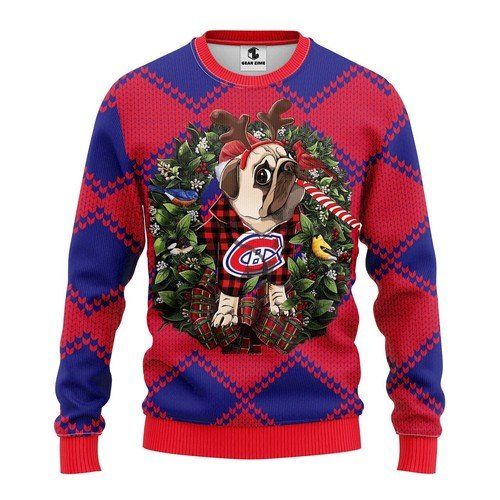 Montreal Canadiens Pug Dog Ugly Christmas Sweater, All Over Print Sweatshirt