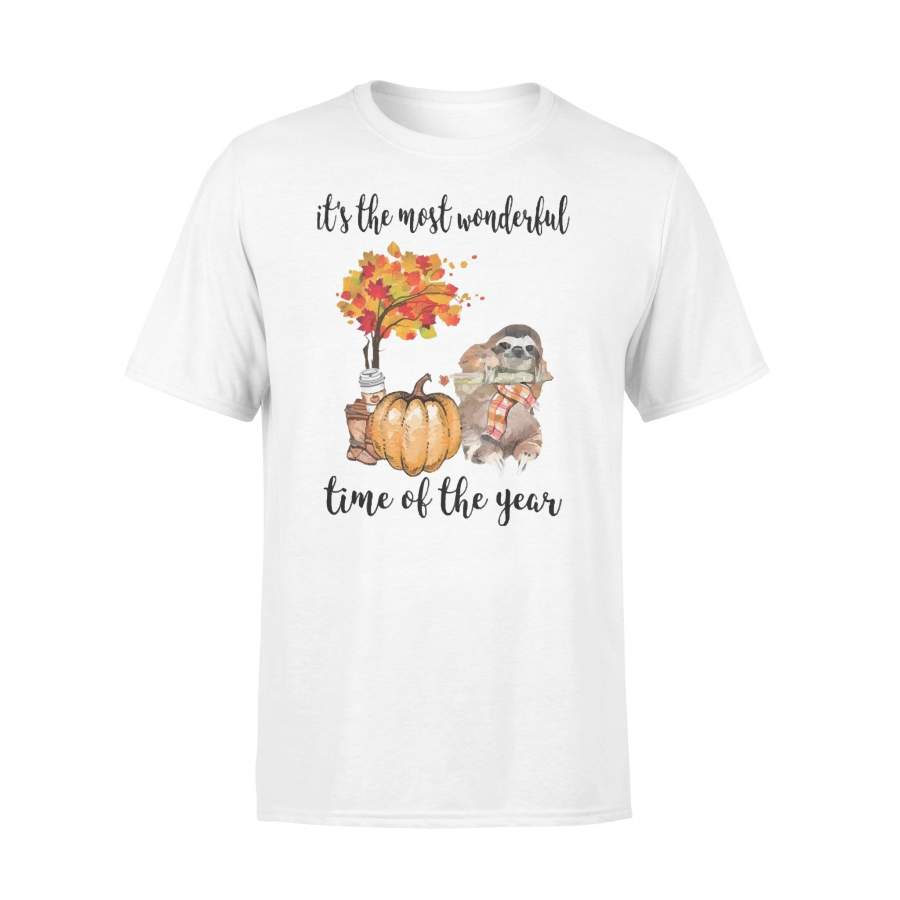 Fall Pumpkin It’s The Most Wonderful Time Of The Year Sloth T-Shirt