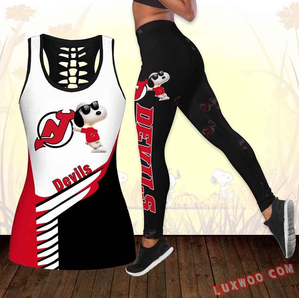 Combo New Jersey Devils Snoopy Hollow Tanktop Legging Set Outfit K1731