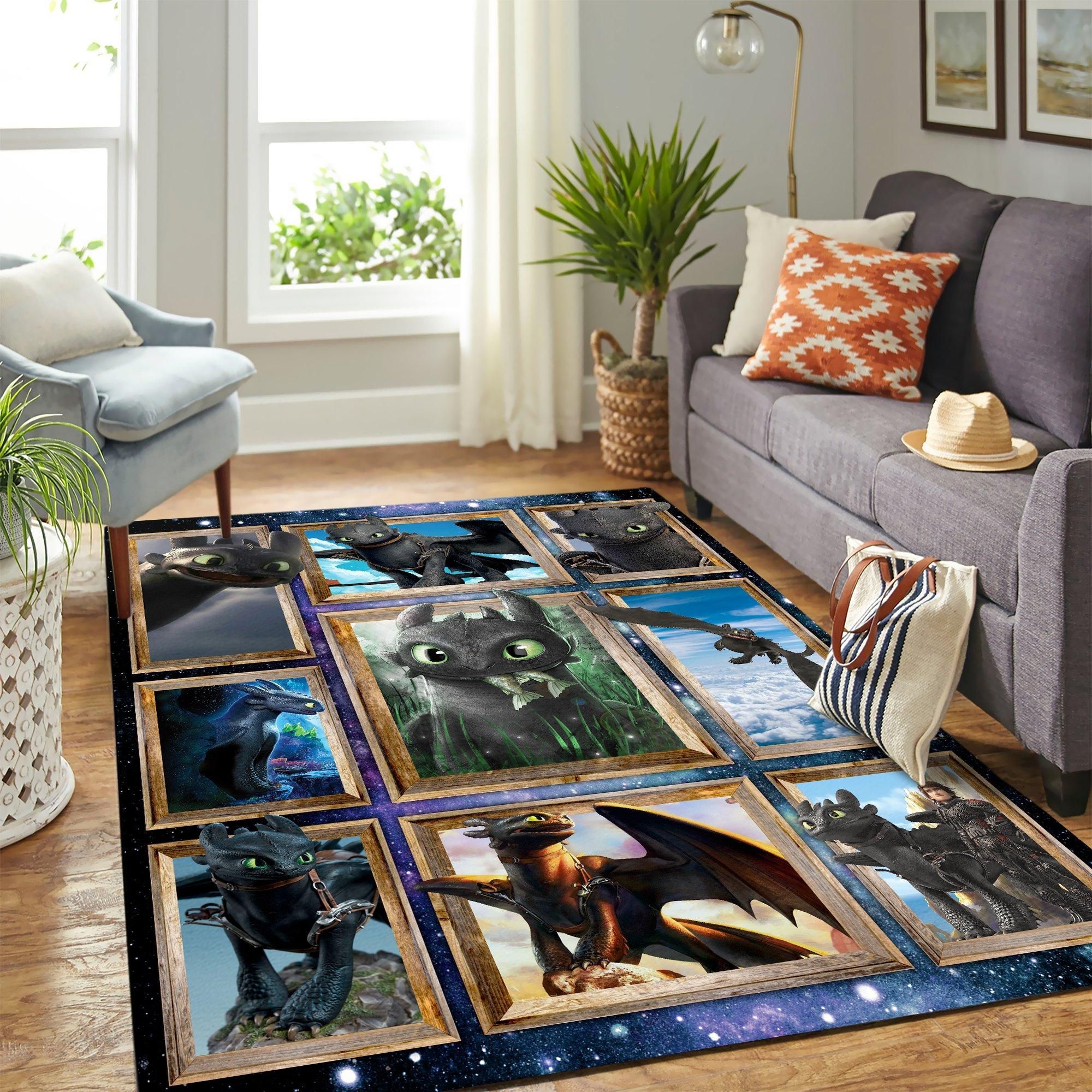 Toothless How To Train Your Dragon Nice Area Rug Geeky Carpet – Home Decor – Bedroom Living Room Décor