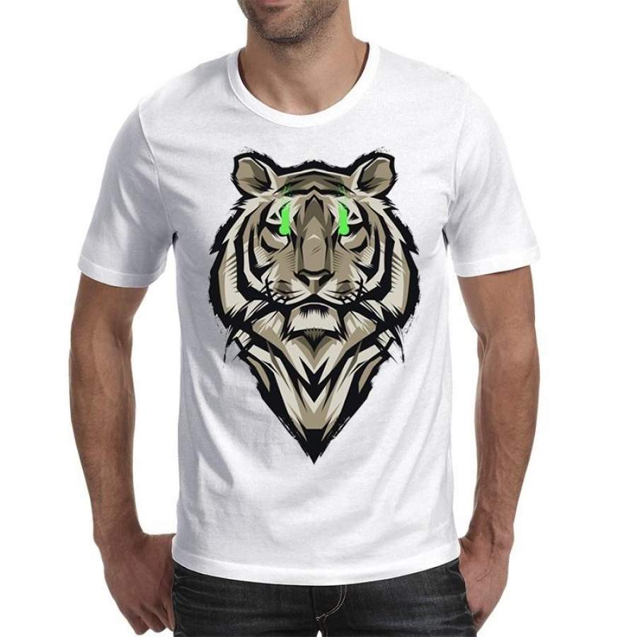 Fashion Printed Tiger Print Tshirt Short Sleeves Casual Round Neck Tops Graphic Tshirt Size S-3XL