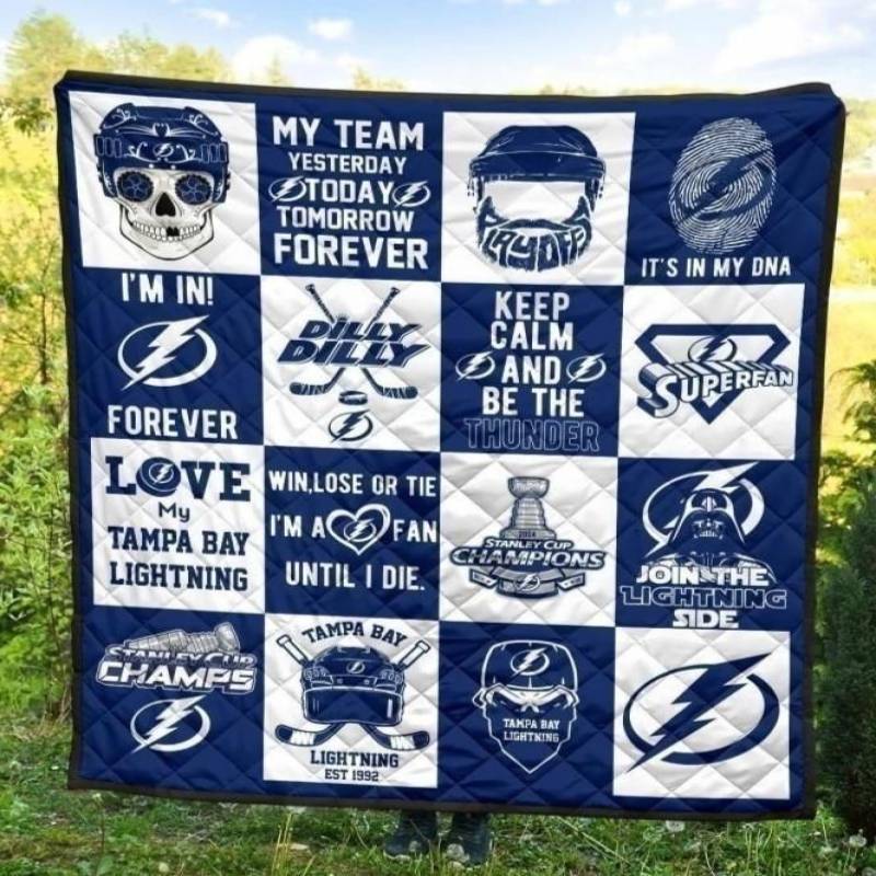 My Team Tampa Bay Lightning Quilt Blanket Hockey Fan Gift Idea MN09