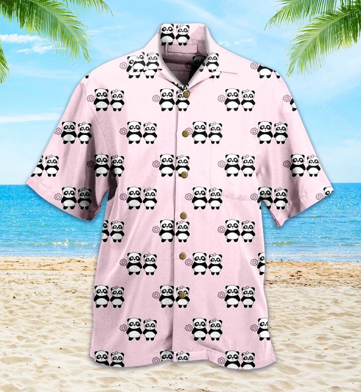 Panda Pink 3D Hawaiian Shirt