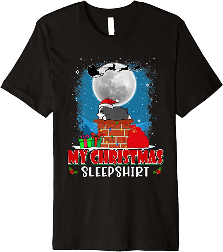 Boston Terrier Dog My Christmas Puppy Sleep Funny Xmas Premium T-Shirt