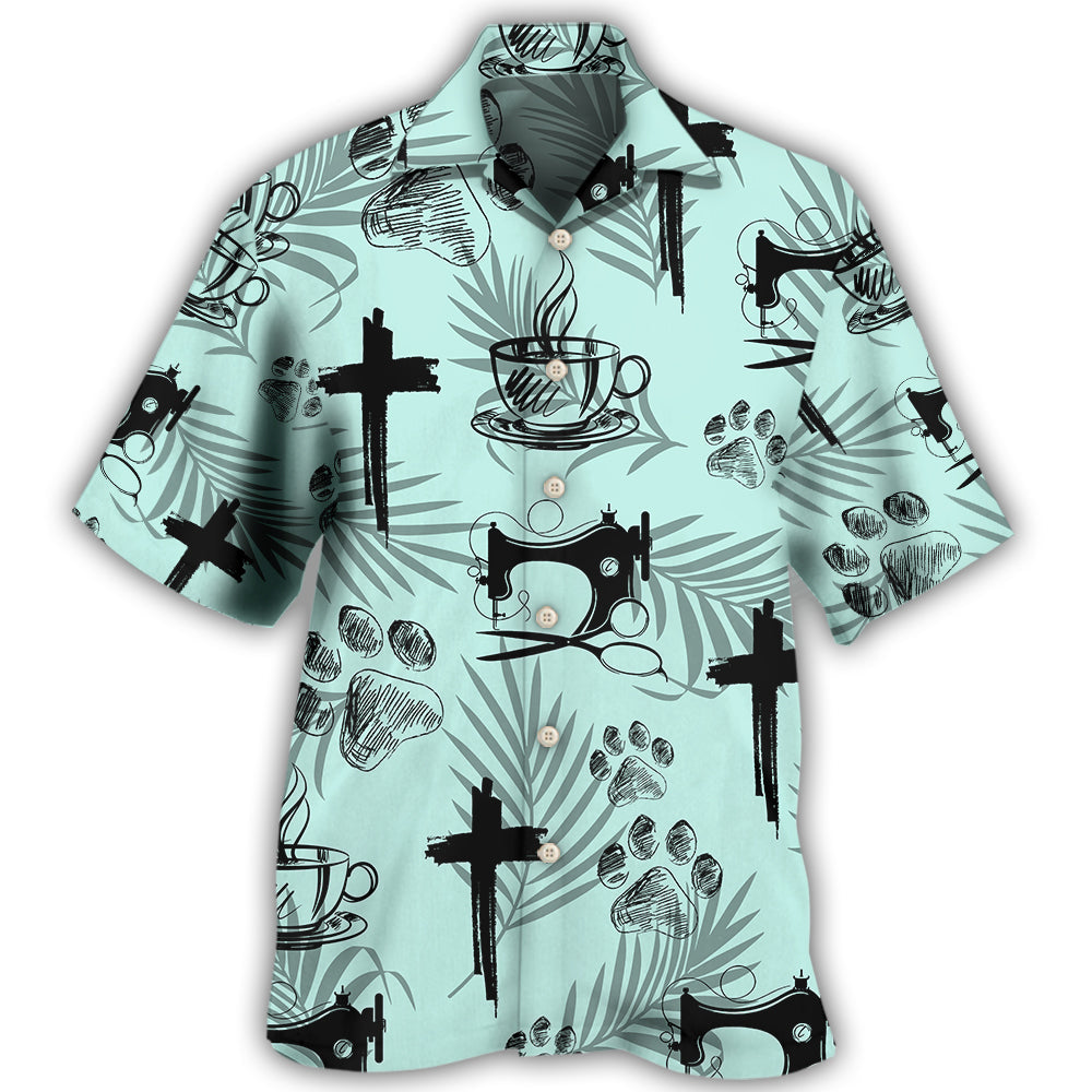 Coffee Jesus Dog Sewing Lover Hawaii Shirt Ha38714