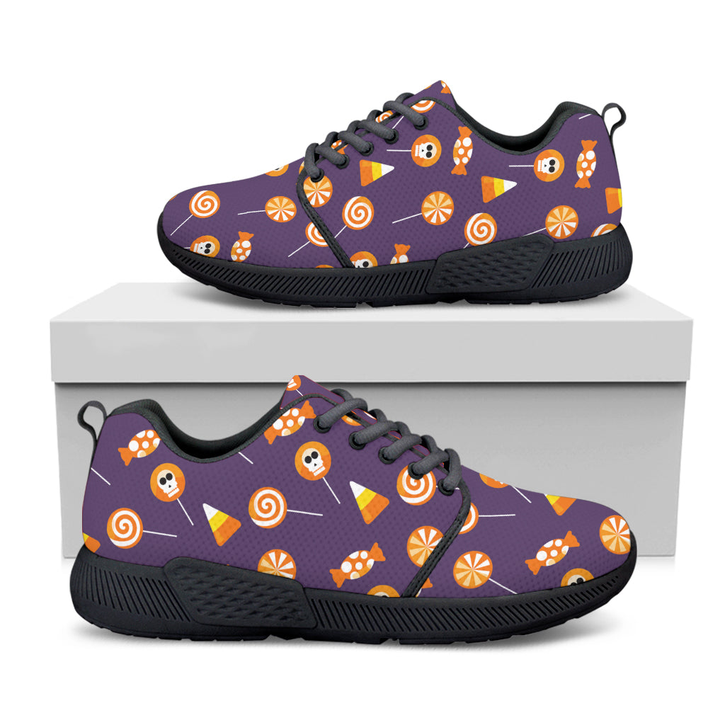 Cute Halloween Candy Pattern Print Black Athletic Shoes