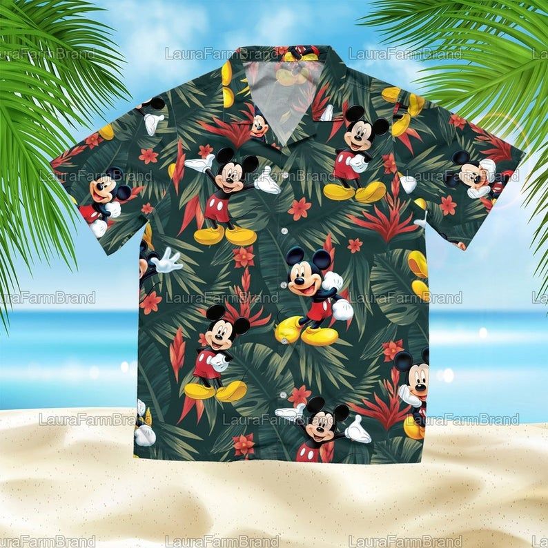 Mickey Hawaii Short Sleeve Button Hawaii Shirt Ha29468