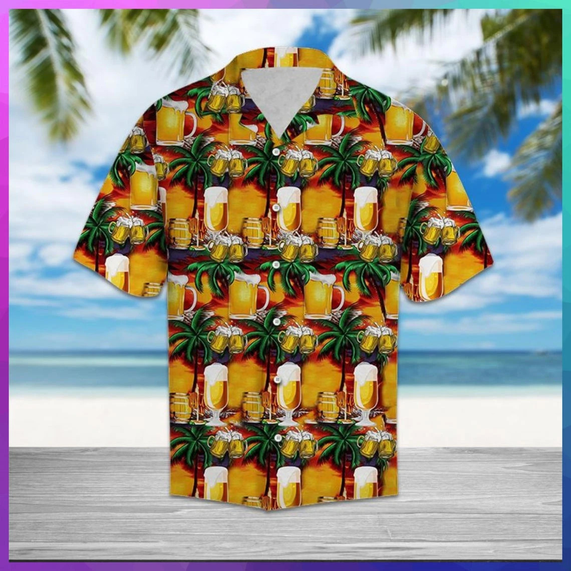 Beer Palm Tree Hawaii Shirt Unisex Adult Ha1543