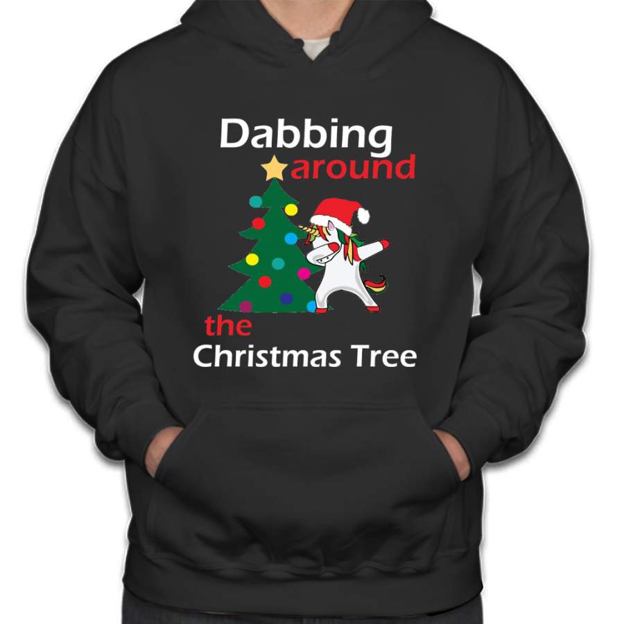 Dabbing Around The Christmas Tree Unicorn Hoodie