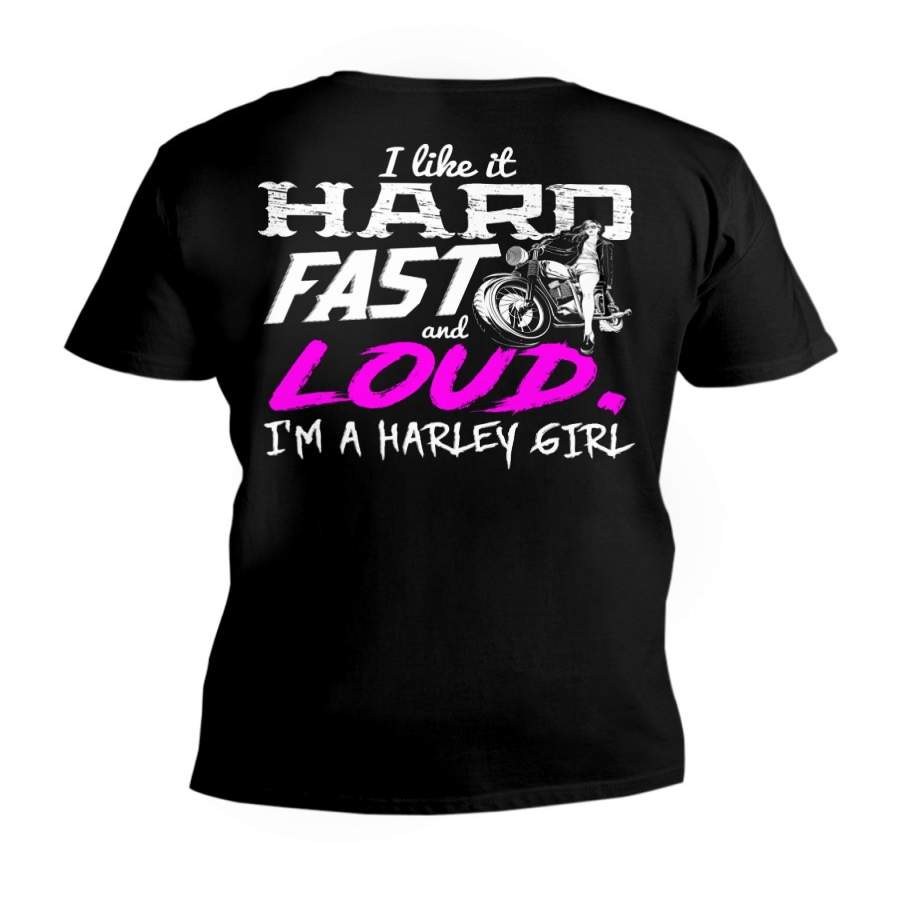 I Like It Hard Fast And Loud A Harley Girl  Special Custom Design Guys V-Neck