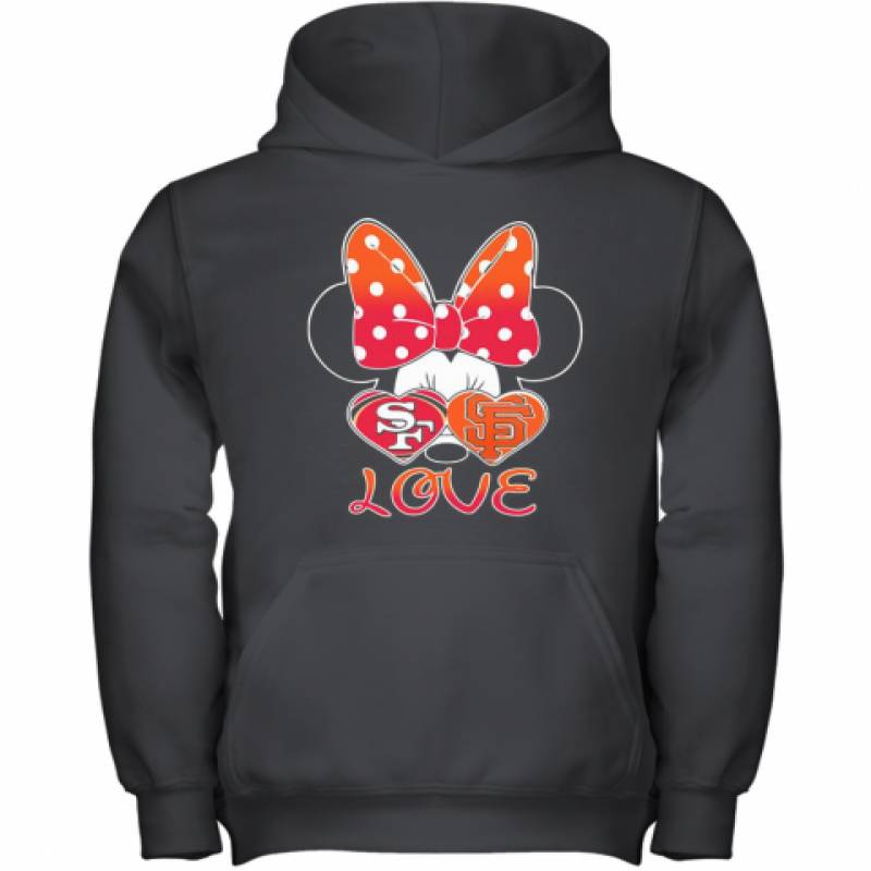 Minnie Mouse Love San Francisco 49Ers And San Francisco Giants Heart Youth Hoodie