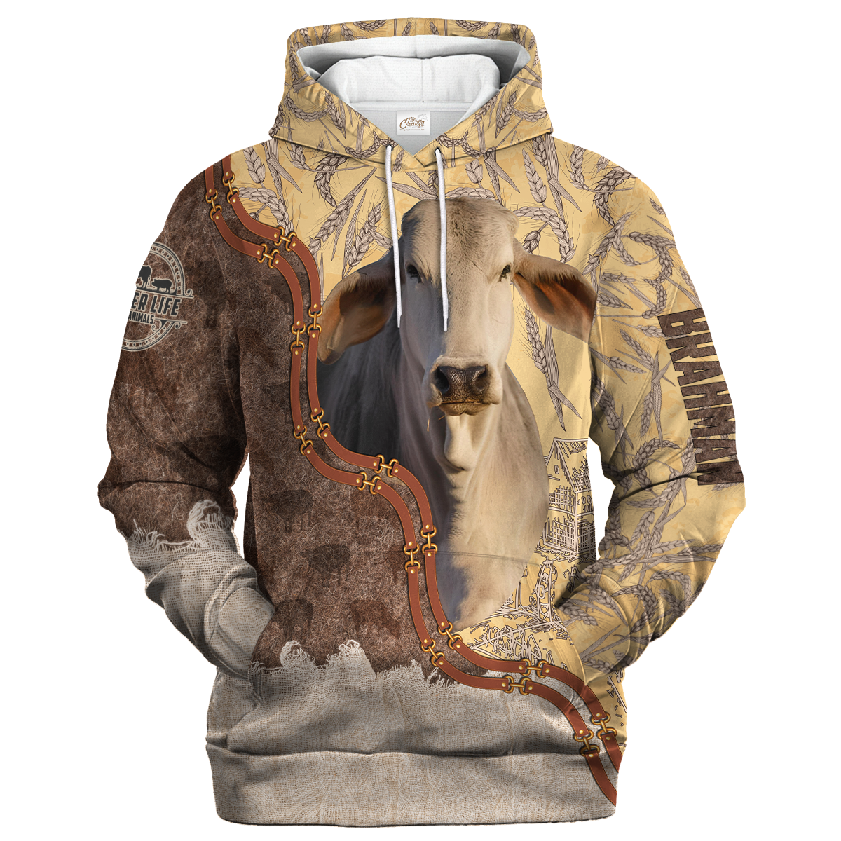 Brahman Lovers In Barley Pattern Hoodie