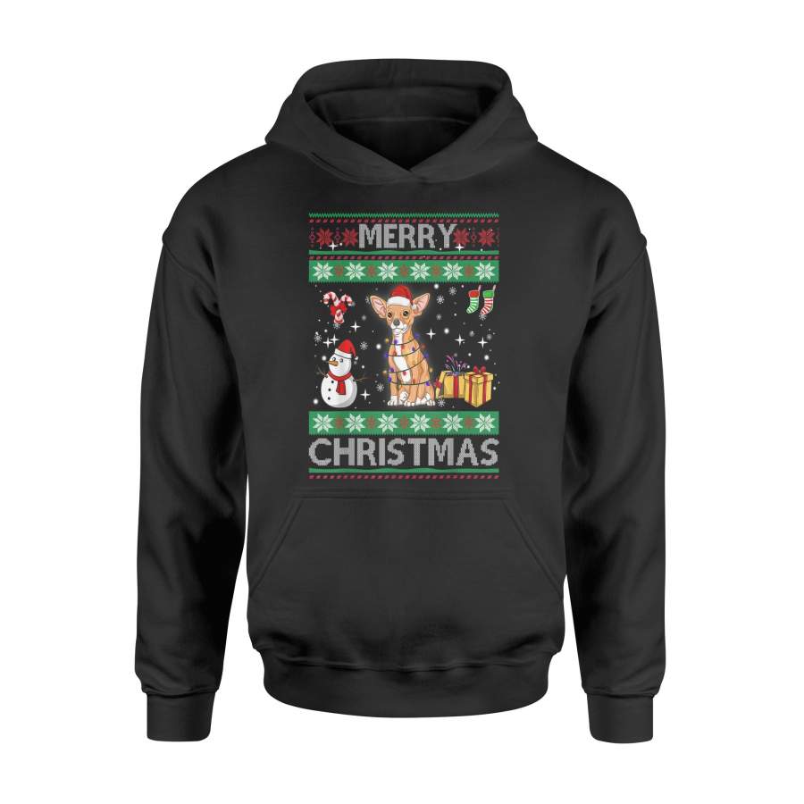 Chihuahua Dog Owner Ugly Christmas Santa Gift Funny T-Shirt – Standard Hoodie