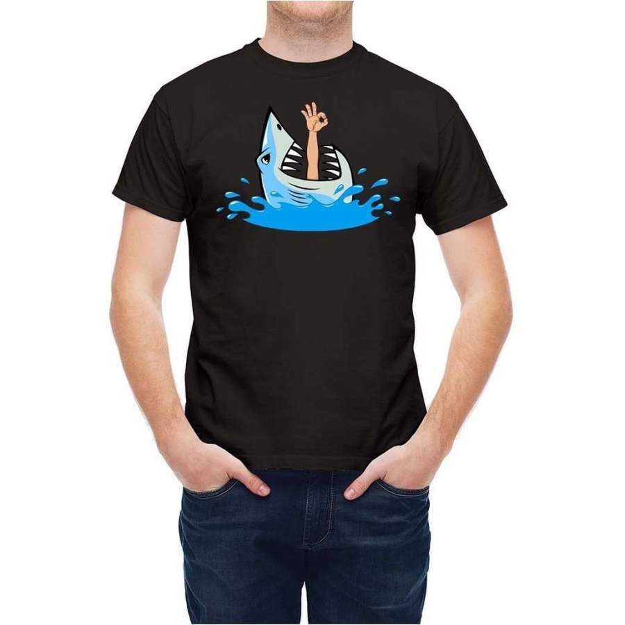 T Shirt Shark Attack on Diver Cartoon Style