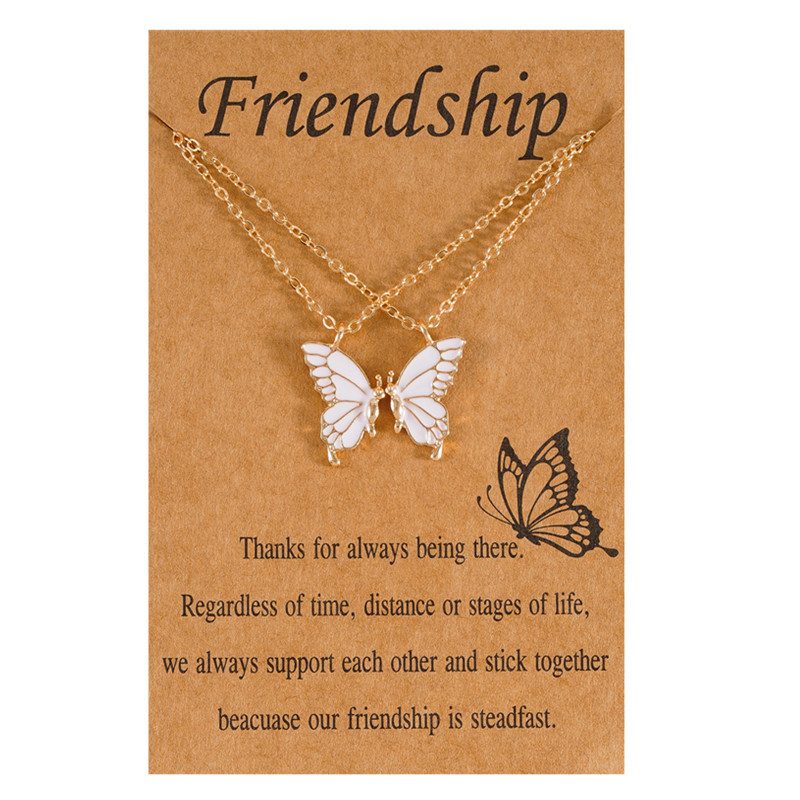 2 Best Friend Butterfly Necklaces BFF Friendship Necklace for 2 Girls Lover Couple Necklace Long Distance Birthday Gifts alx