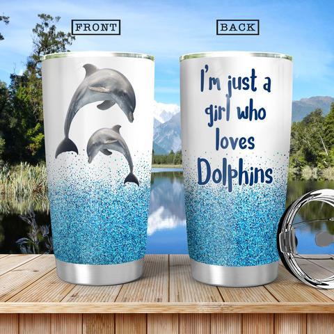 Dolphin Stainless Steel Tumbler, Personalized Tumblers, Tumbler Cups, Custom Tumblers