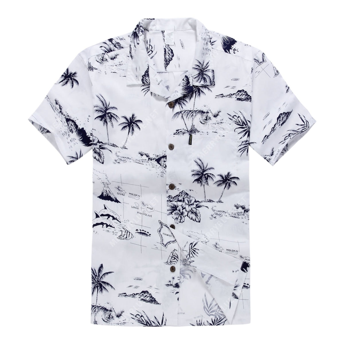 Palm Wave Hawaii Shirt White Map Ha95126