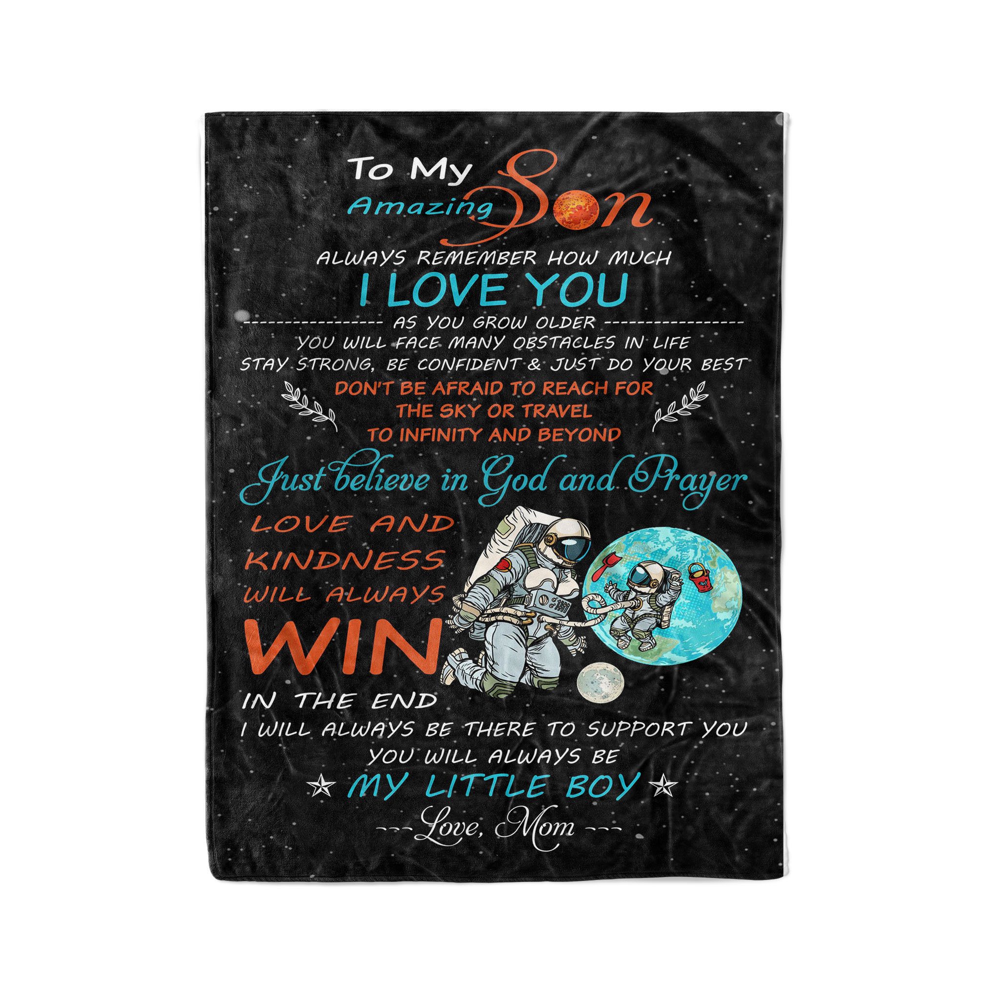 Fleece astronaut Blanket mom to son always remember how much i love you