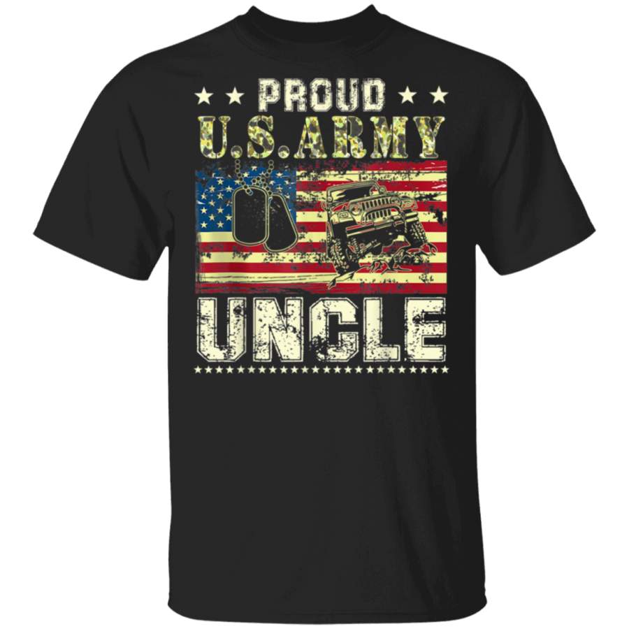 Vintage Jeeps American Flag Proud USArmy Uncle Veteran TShirt