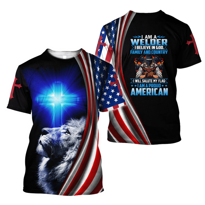 3D All Over Print Welder T Shirt, American Welder Believe In God, American Welder Shirt