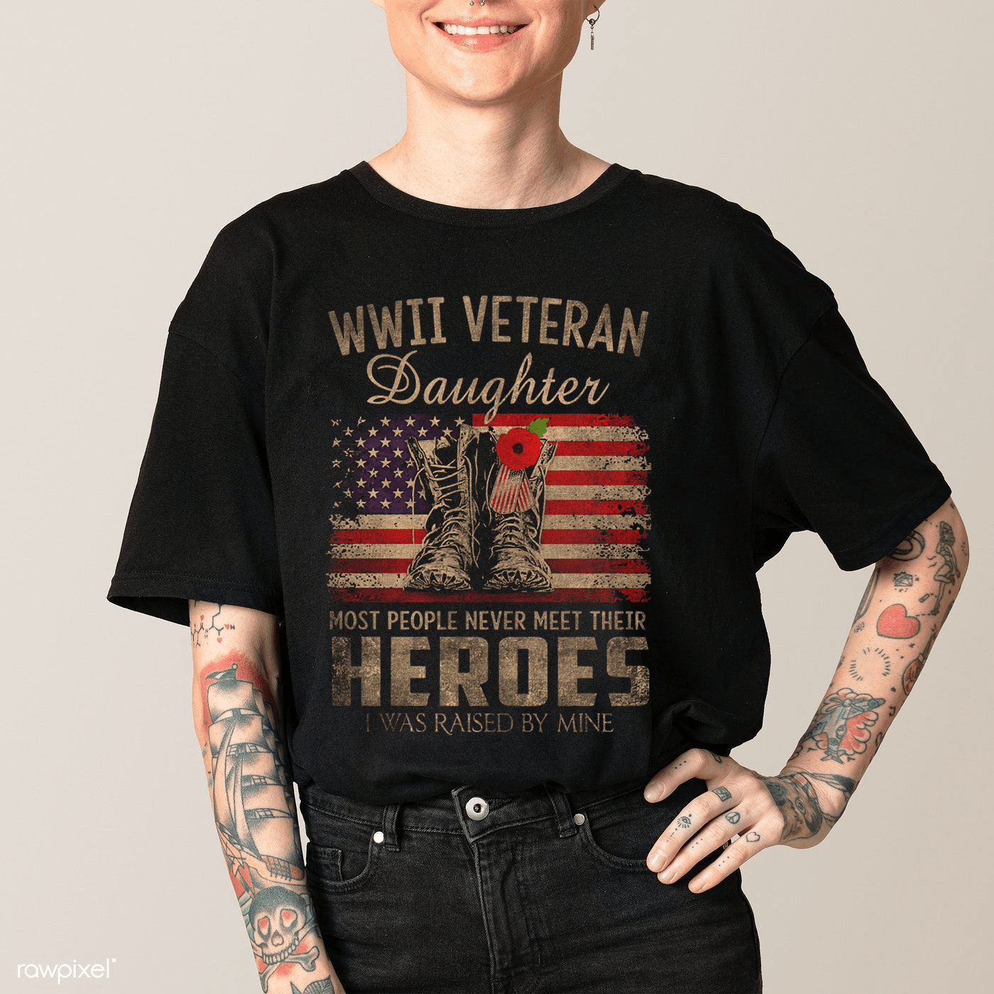 Proud Veteran Daughter 2D T-Shirt + Hoodie