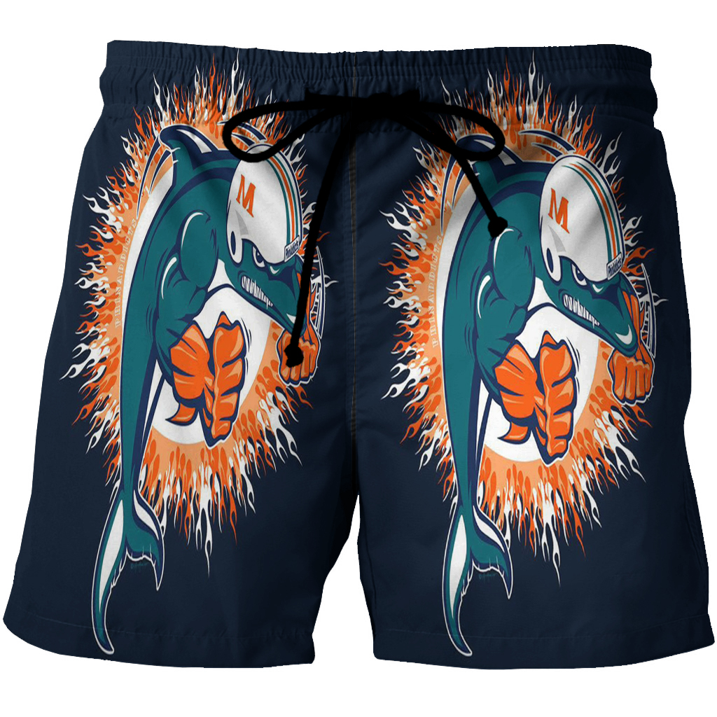 Miami Dolphins Art 4 3D All Over Print Summer Beach Hawaiian Short