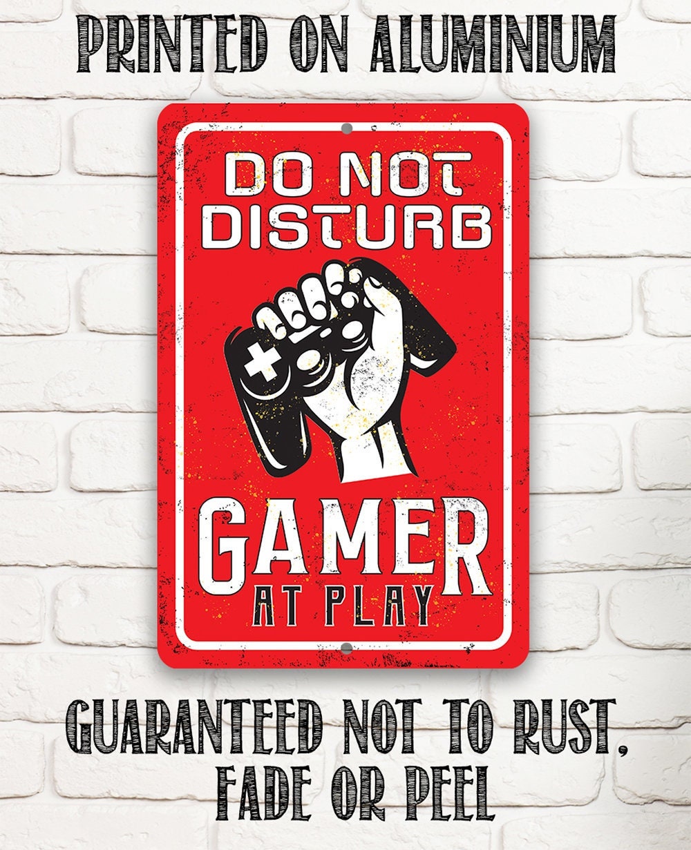 Danger Do Not Disturb Gamer – Metal Sign – Choose 8″x12″ or 12″x18″ Use Indoor or Outdoor – Great Decor for Gamers, Man Cave, and Gameroom