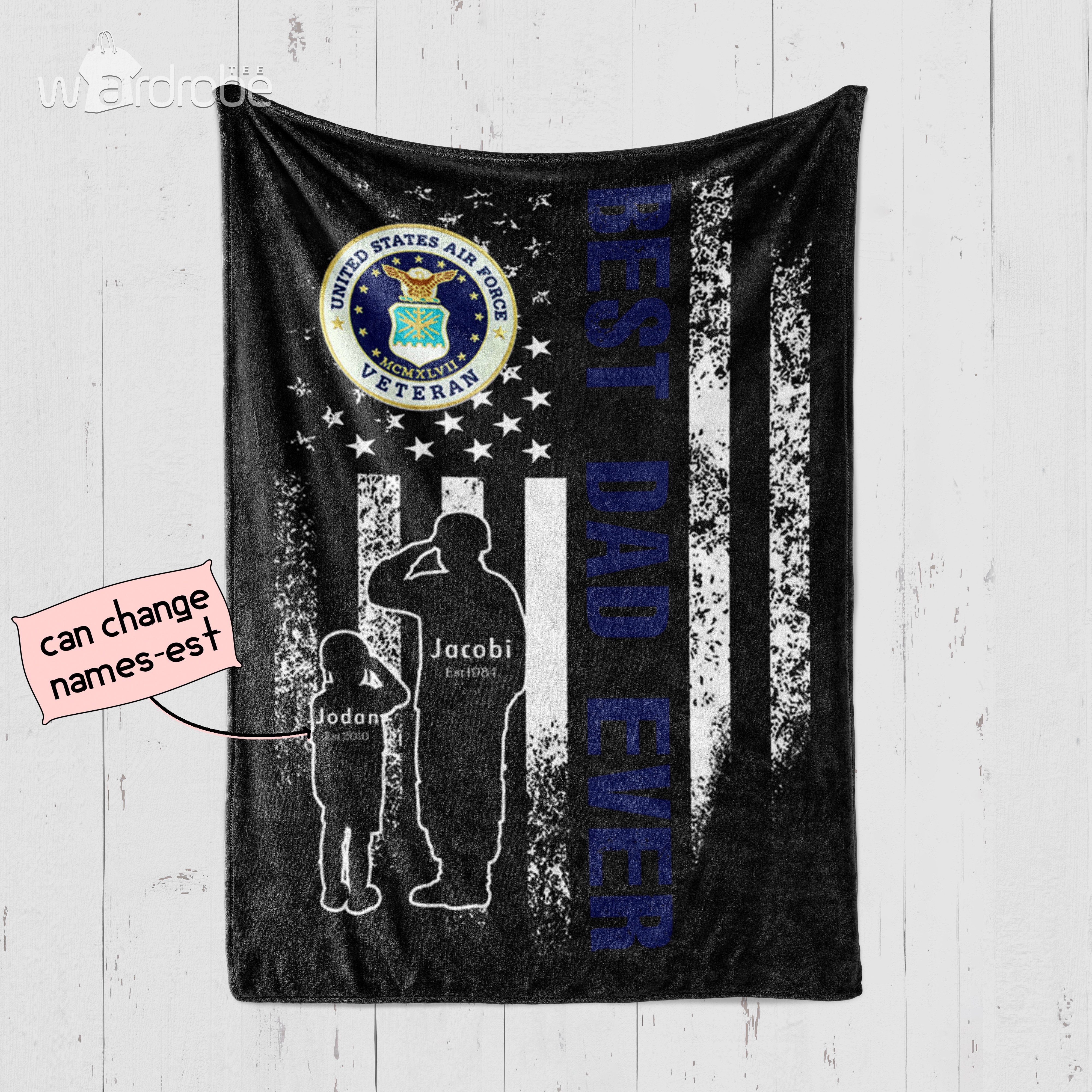 Personalized Father’s Day Gift Custom Blanket Dad And Son United States Air Force Veteran