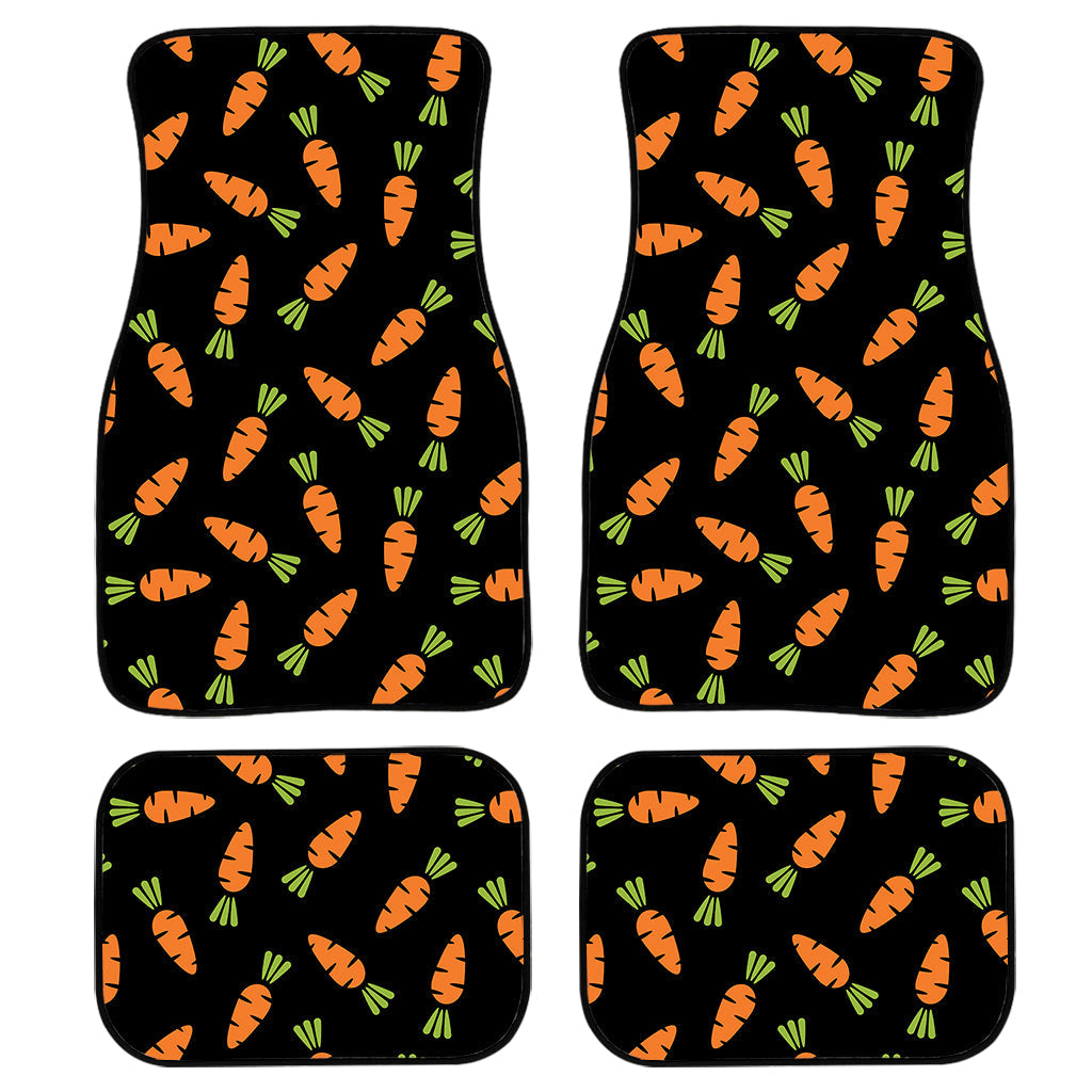 Black Carrot Pattern Print Front And Back Car Floor Mats, Front Car Mat