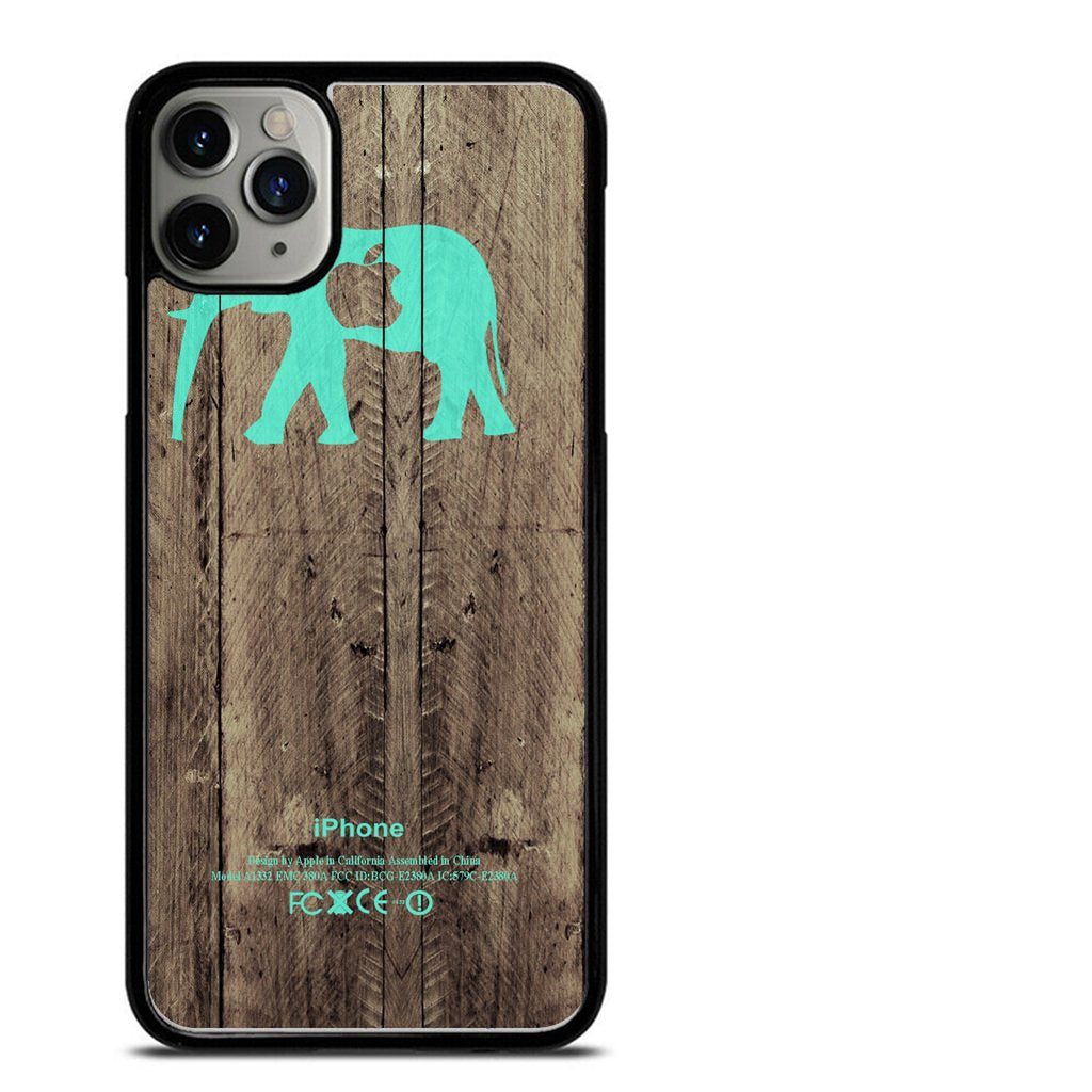 Mint Chevron Elephant On Dark Wood Background 3D Case Phone Cases