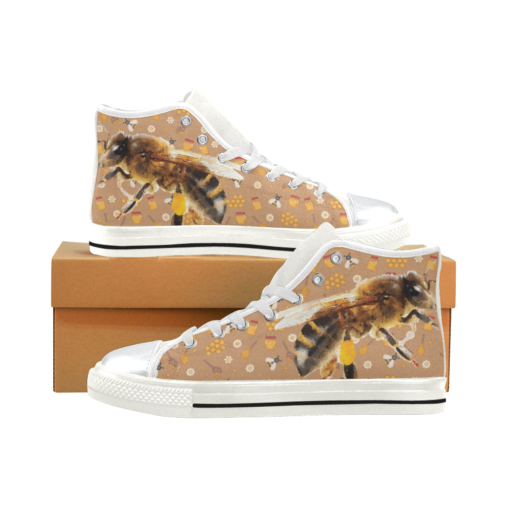 Queen Bee White High Top Canvas Shoes for Kid