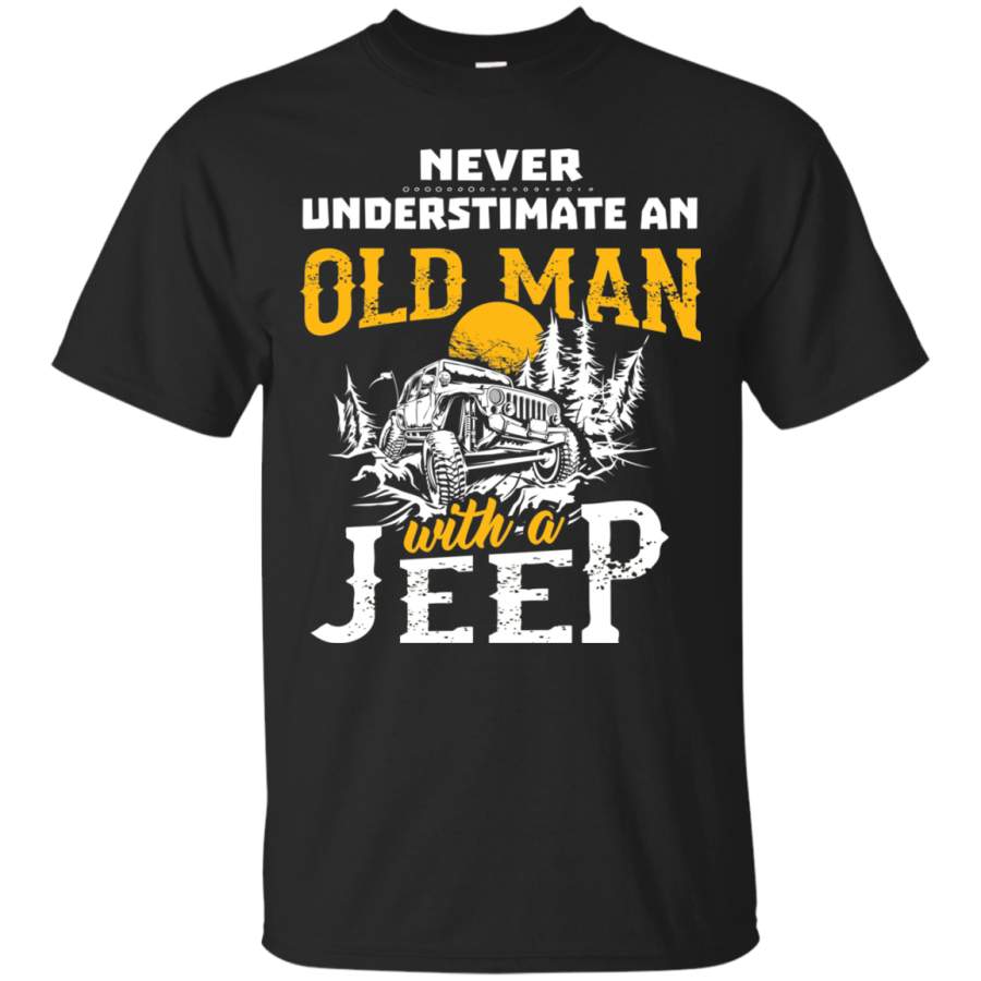 NewmeUp Men’s Never Underestimate An Old Man With A Jeep Tshirts